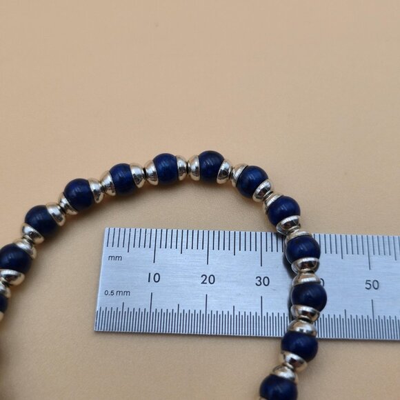 8 Inch Sterling Silver Sodalite Stone Simple Bracelet B713 - Picture 5 of 6